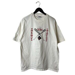 Johnson Island Softball Champions T Shirt Vintage 90s L Large Adult White